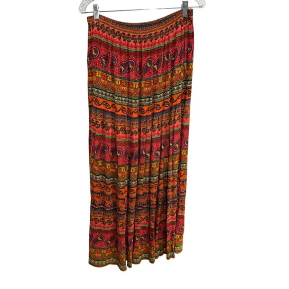 Planet Gold Bohemian Multicolor Maxi Skirt Elastic Waistband Sz Medium - Picture 1 of 8